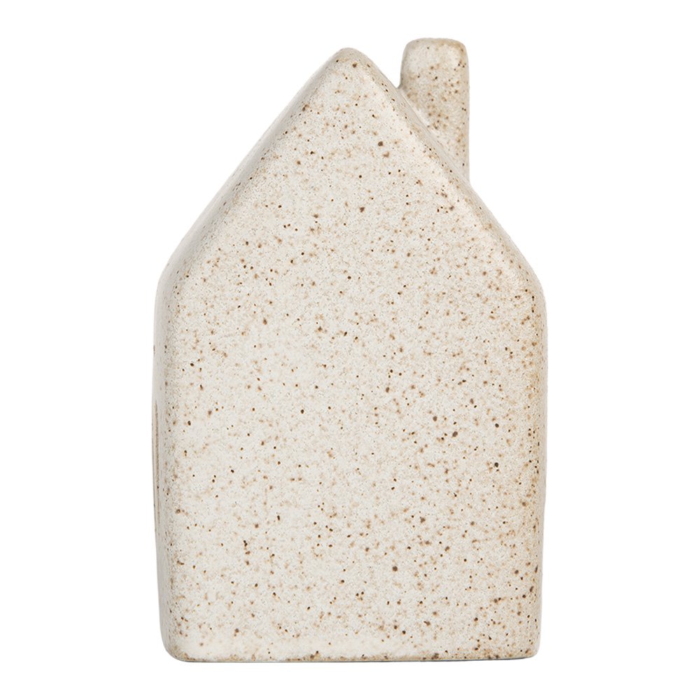 Decoration House with LED 6x5x10 cm Beige Ceramic