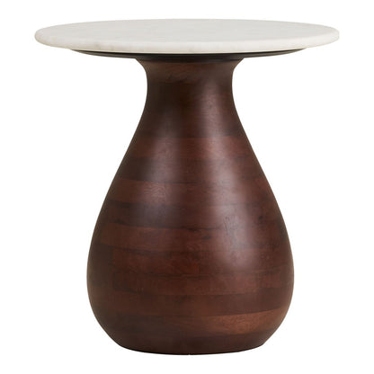 Bijzettafel mangohout marmer ø40x41 cm donkerbruin wit