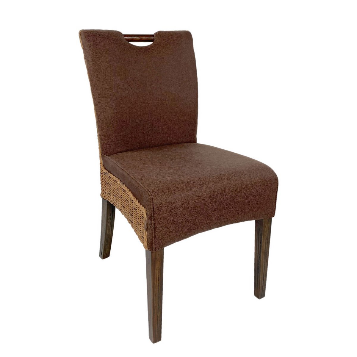 Eetkamerstoel rattan mango hout bruin 46x59x91 cm