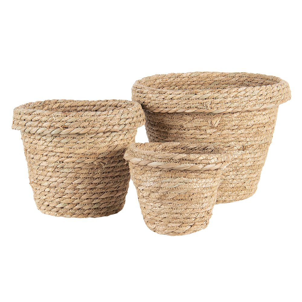 Opbergmand set van 3 zeegras bruin