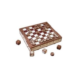 DIY Eco Wooden Art Game Set Chess Checkers Battle Game