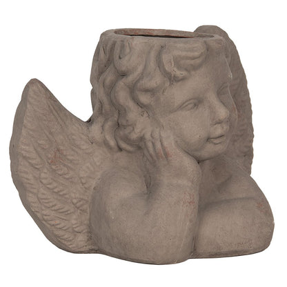 Bloempot engel 23x13x17 cm grijs steen