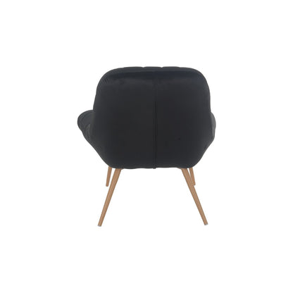 XXL velvet armchair black wood-look metal