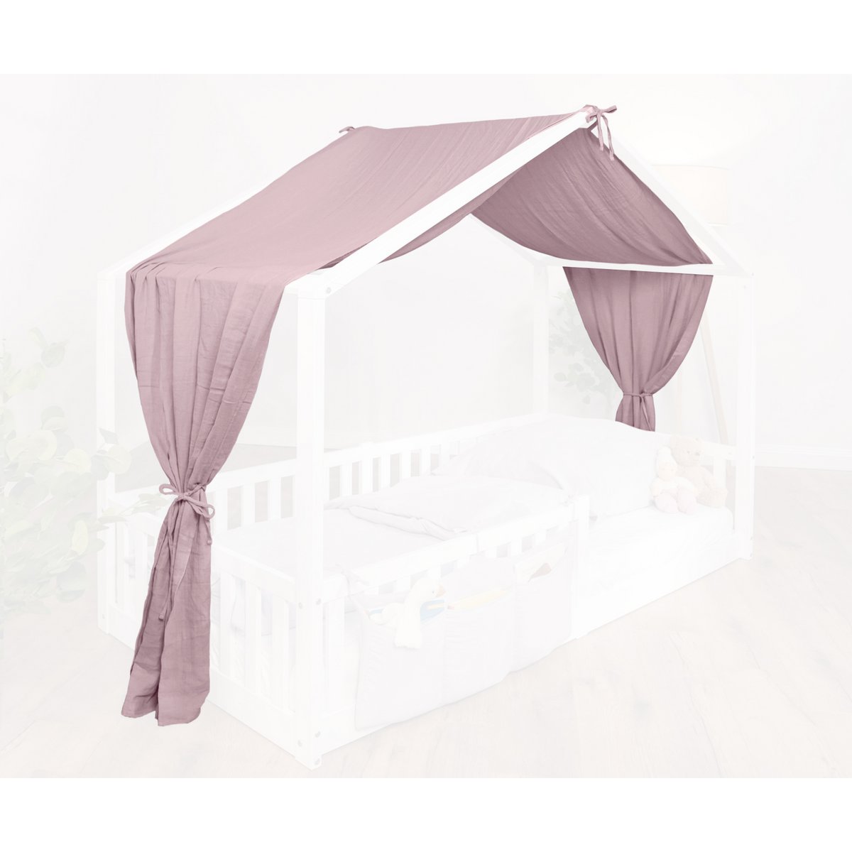 Luifel huisbed 90x200 cm altrosa katoen
