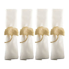 Set of 4 rounds of golden ginkgo towels
