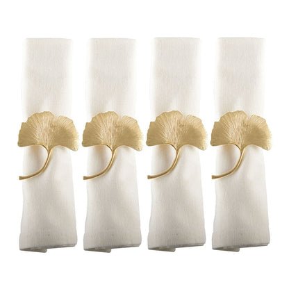 Set of 4 rounds of golden ginkgo towels