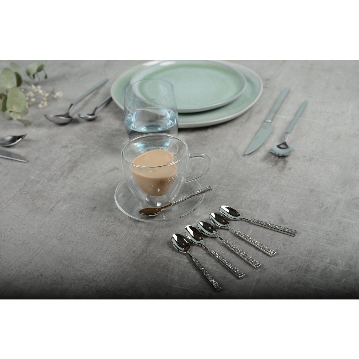 Mocca lepels 6 stuks zilver metaal