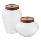 Voorraadpot glas acacia set van 2