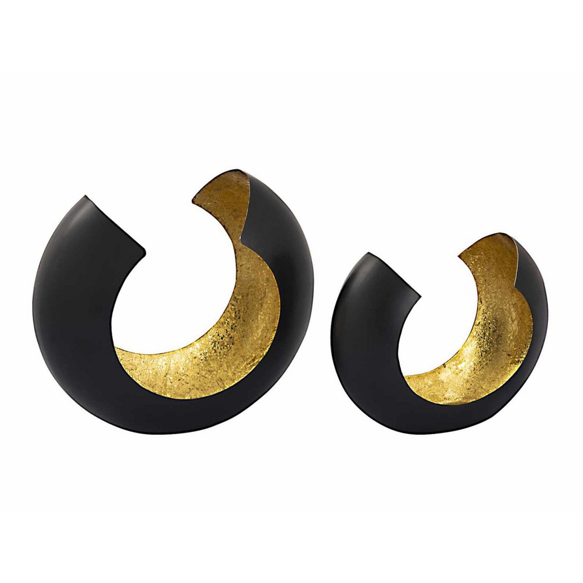 Kaarsenhouder set 2 stuks zwart goud 21x17x11 cm