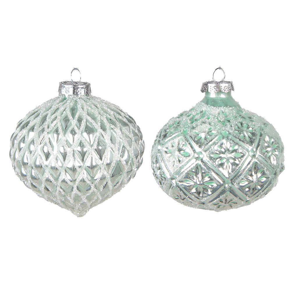 Kerstbal Ø 10 cm groen glas set van 2