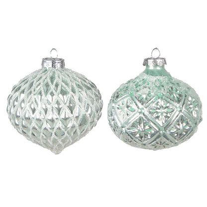 Kerstbal Ø 10 cm groen glas set van 2