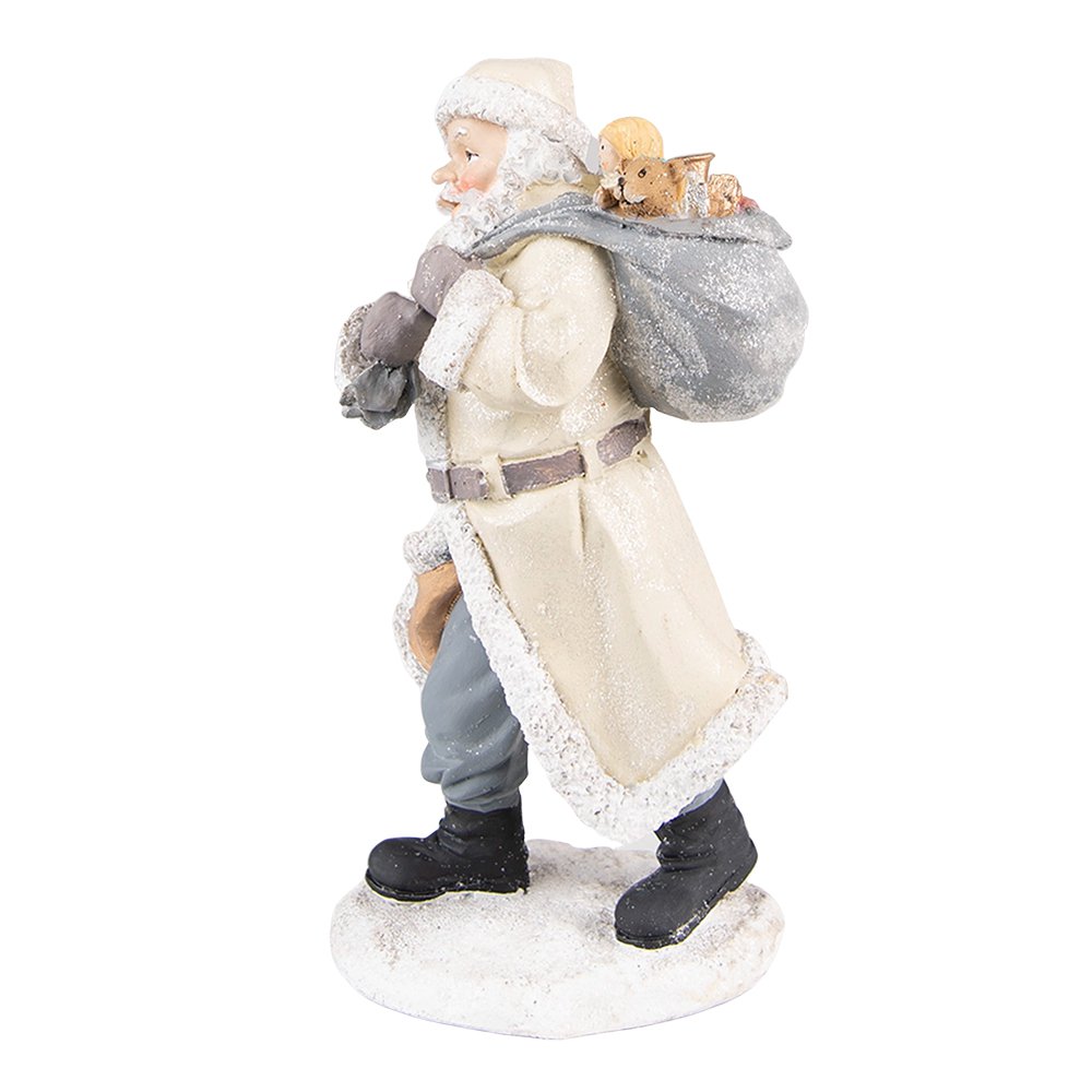 Kerstman beeld 21 cm beige grijs kunststof