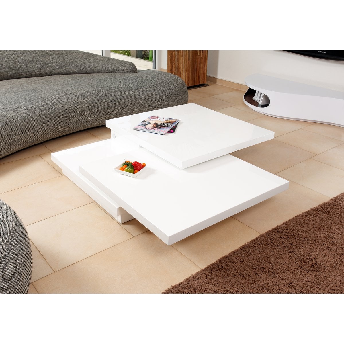 Salontafel 120x80x30 cm hoogglans wit MDF