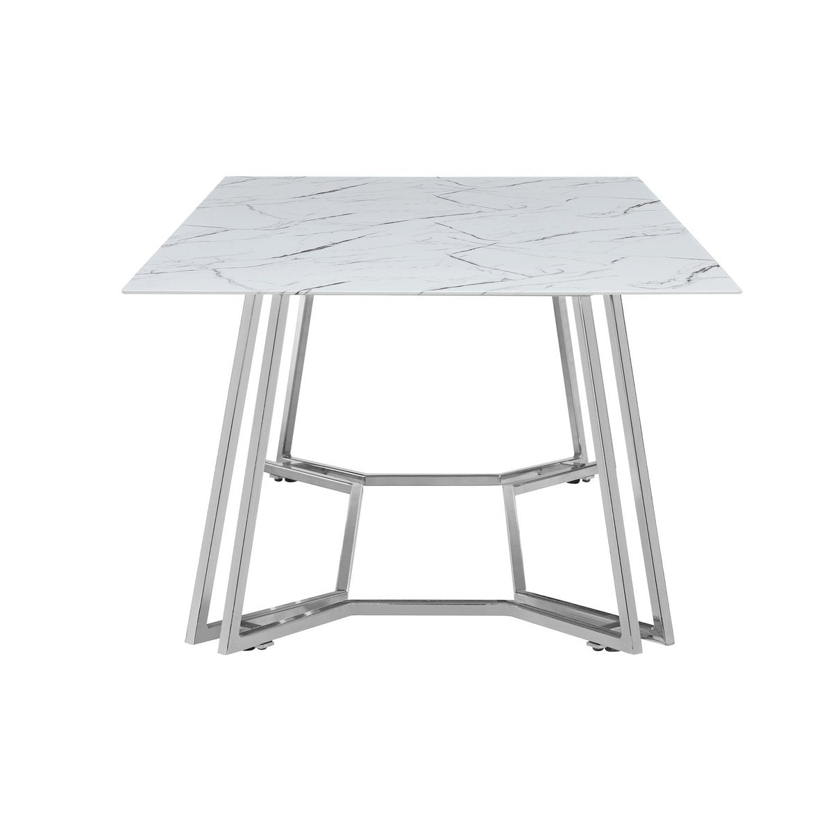 Salontafel 110x60x40 cm glas metaal wit zilver