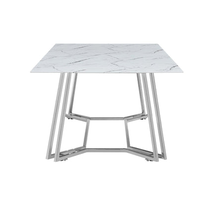 Salontafel 110x60x40 cm glas metaal wit zilver