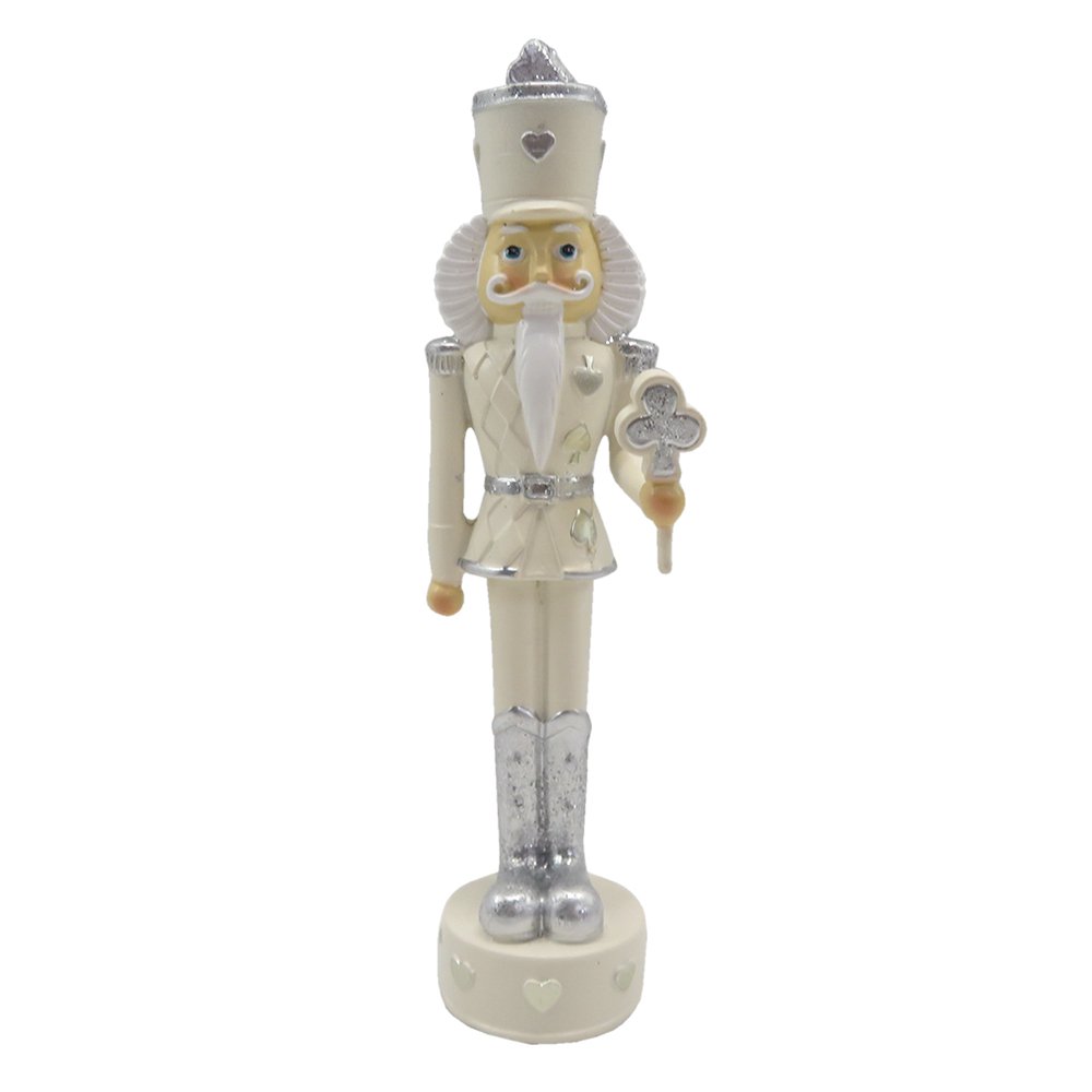Beeld Notenkraker 17 cm Beige Zilverkleurig Kunststof Kerstdecoratie