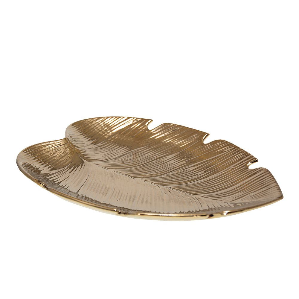Serveerkom keramiek goud 31x23x3.8 cm