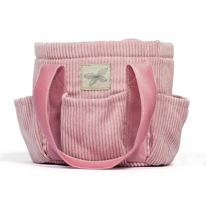 Verzorgingstas roze corduroy voor stokpaard