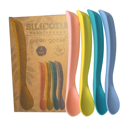 Babylepel set gebogen 4 stuks siliconen