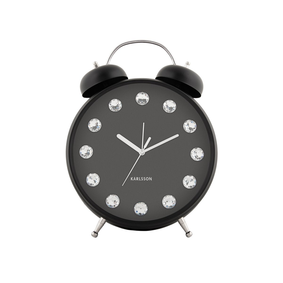 Wekker Karlsson Glam Diamonds XL 24x31x24 cm zwart