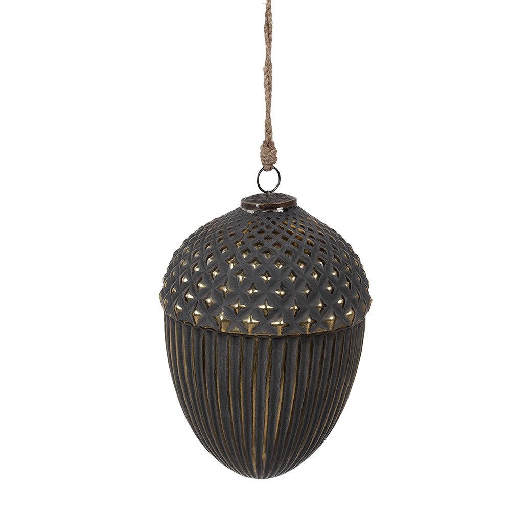 Kerstbal 18x27 cm zwart glas