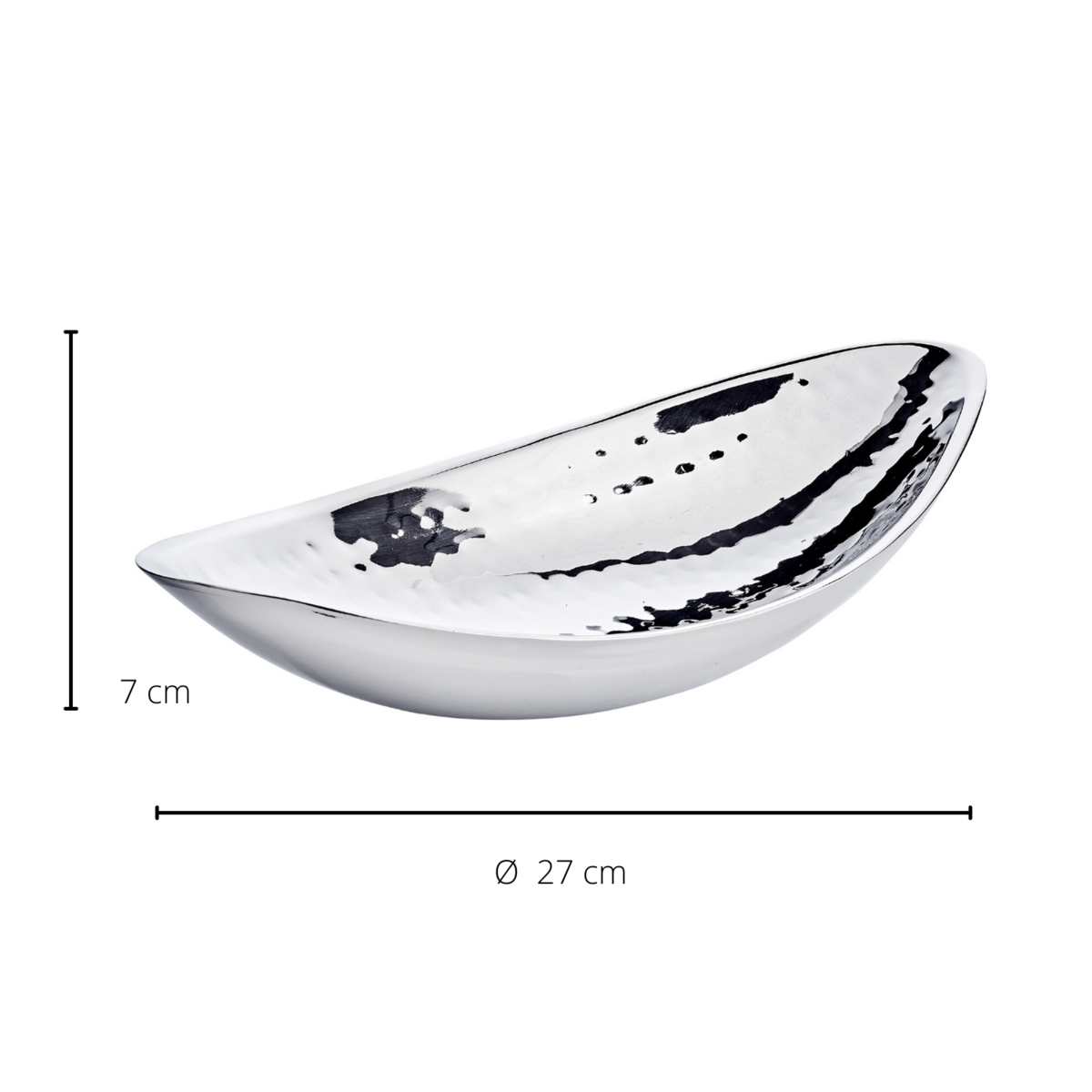 Schaal 27 cm gehamerd roestvrij staal