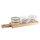 Aperitif Set of 3 glasses with wooden tray 29.5x8x6.1cm