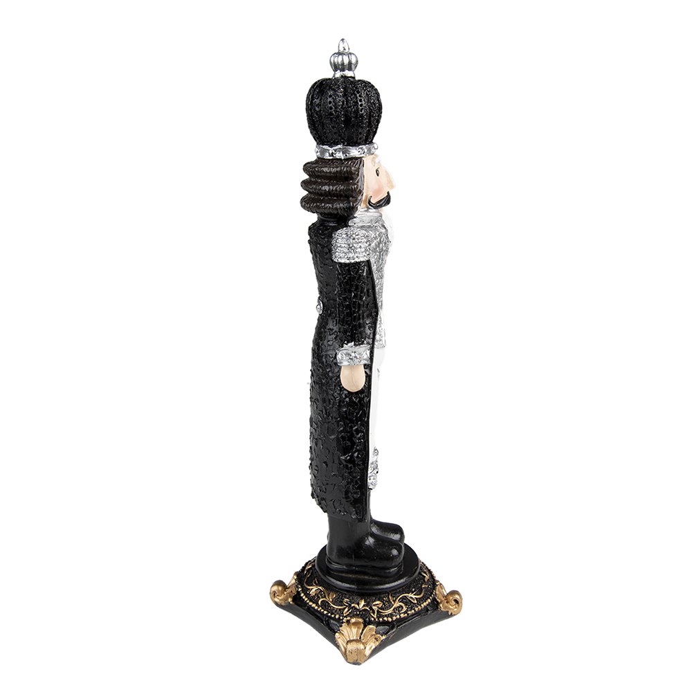 Notenkraker decoratie 24 cm zwart wit zilver