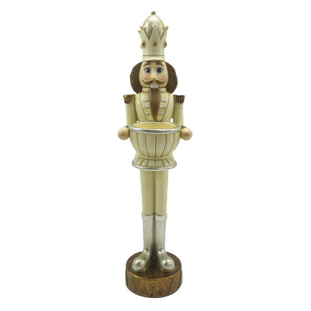 Theelichthouder notenkraker 30 cm beige bruin