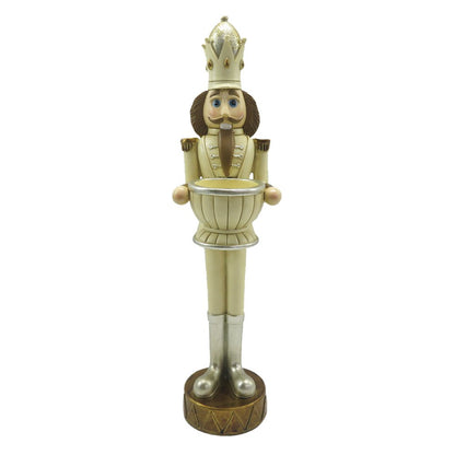 Theelichthouder notenkraker 30 cm beige bruin