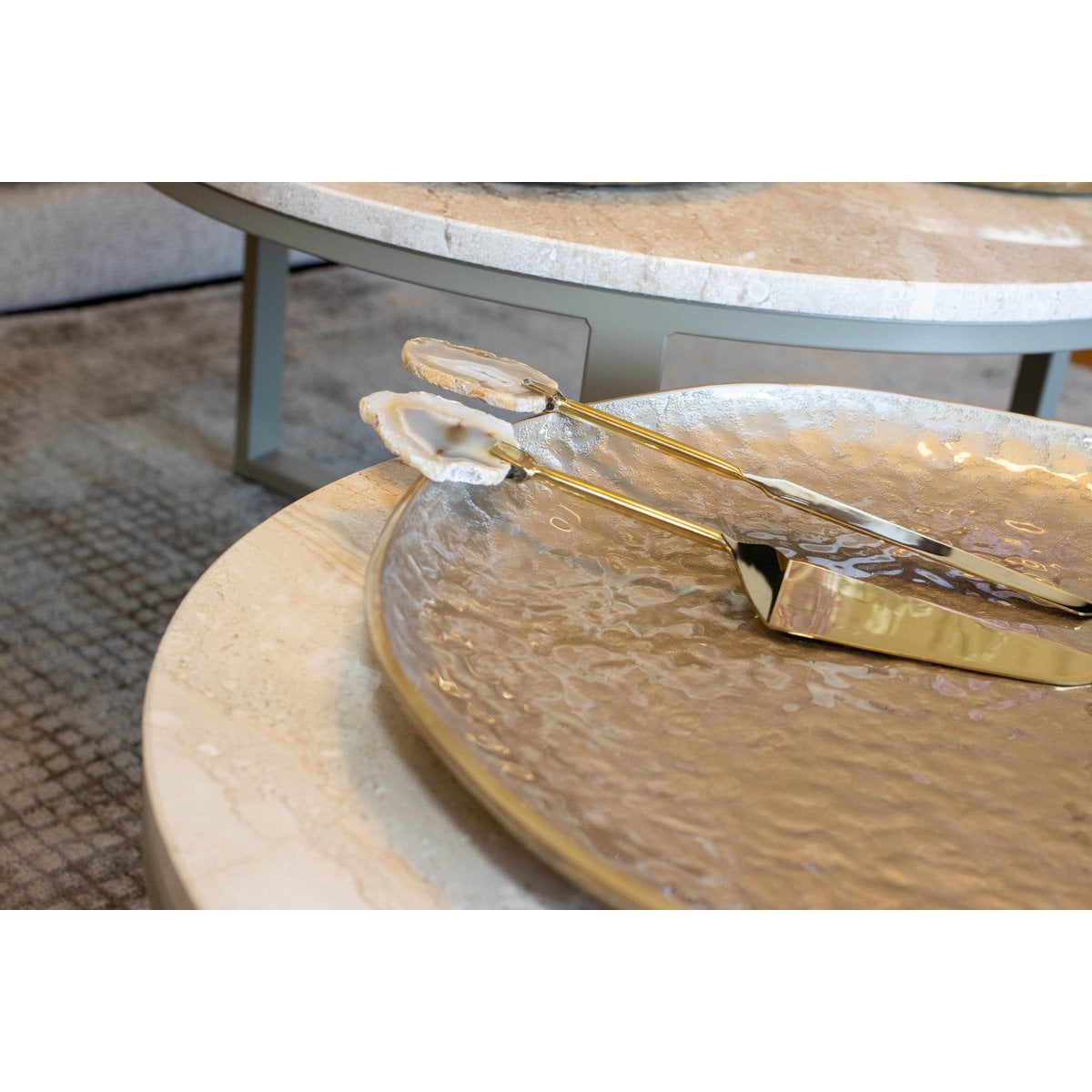 Taartschep en mes set goud beige 32 cm