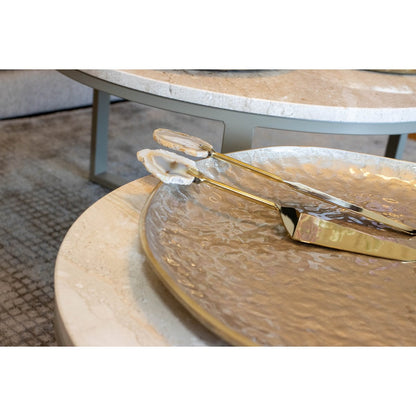 Taartschep en mes set goud beige 32 cm