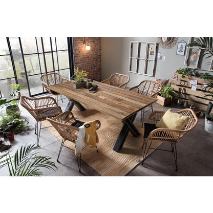 Eettafel 220x100 cm mangohout metaal industrieel