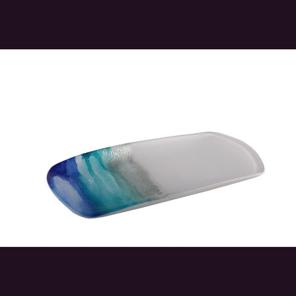 Cake schotel 28x14 cm blauw glas