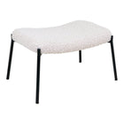 Footstool Glasgow White Faux Lambskin Black Legs Modern