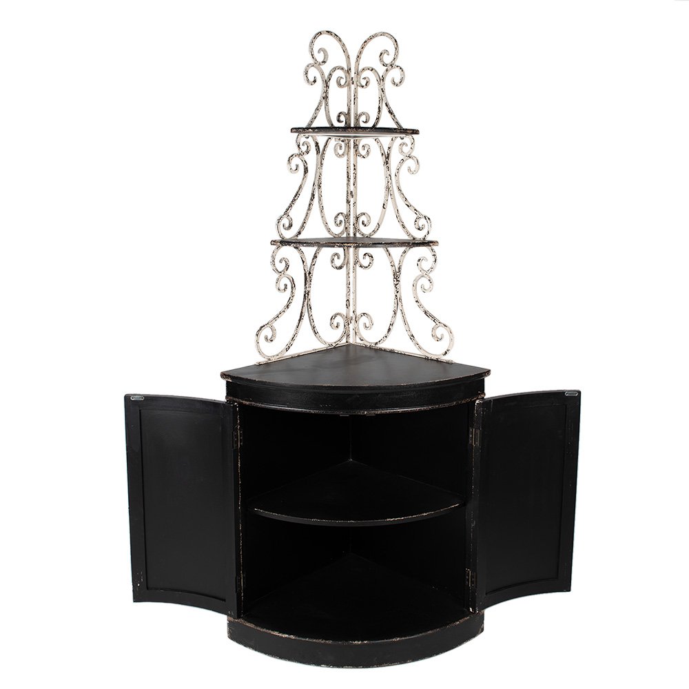 Wandkast 78x55x181 cm hout ijzer zwart