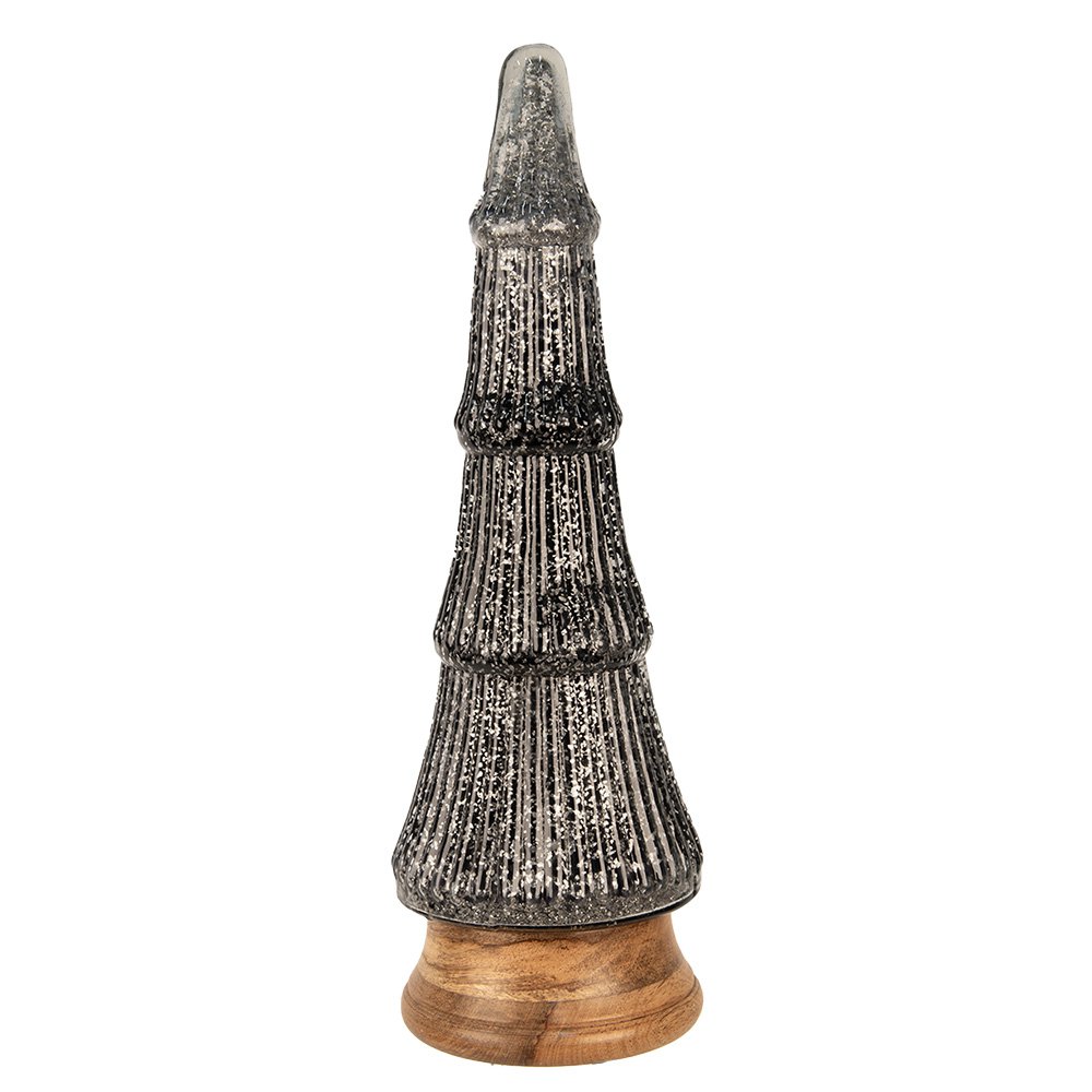 Kerstboom decoratie 15x44 cm glas zilver zwart