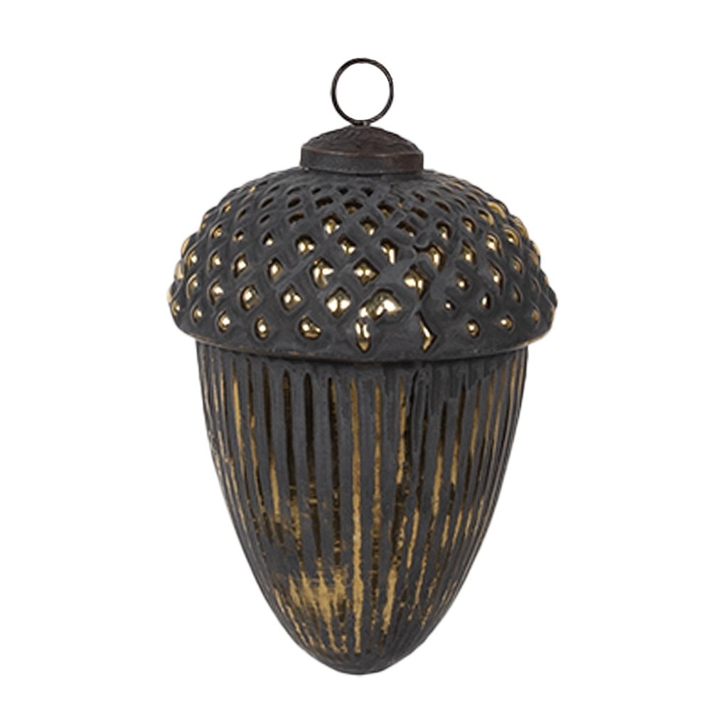 Kerstbal 10x14 cm zwart glas
