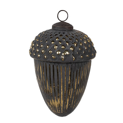 Kerstbal 10x14 cm zwart glas