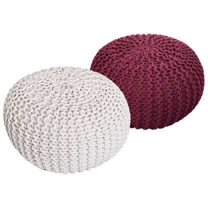 Poef set 2 stuks Ø55x37 cm grofgebreid