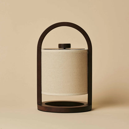 Tafellamp River Ø18x27 cm rubberwood donkerbruin oplaadbaar