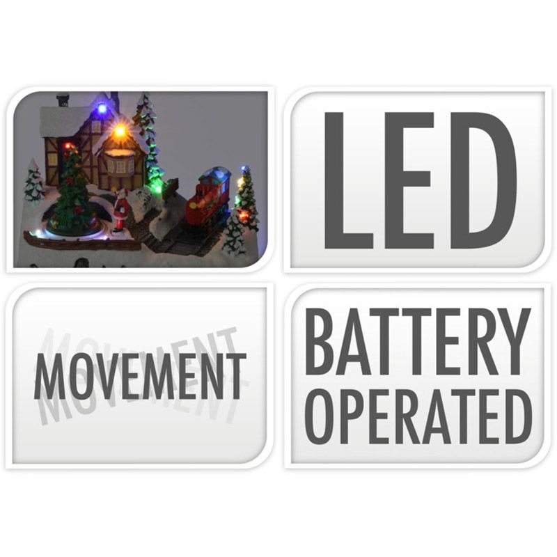 Kersttafereel - Trein - Met Verlichting En Beweging - Op Batterijen