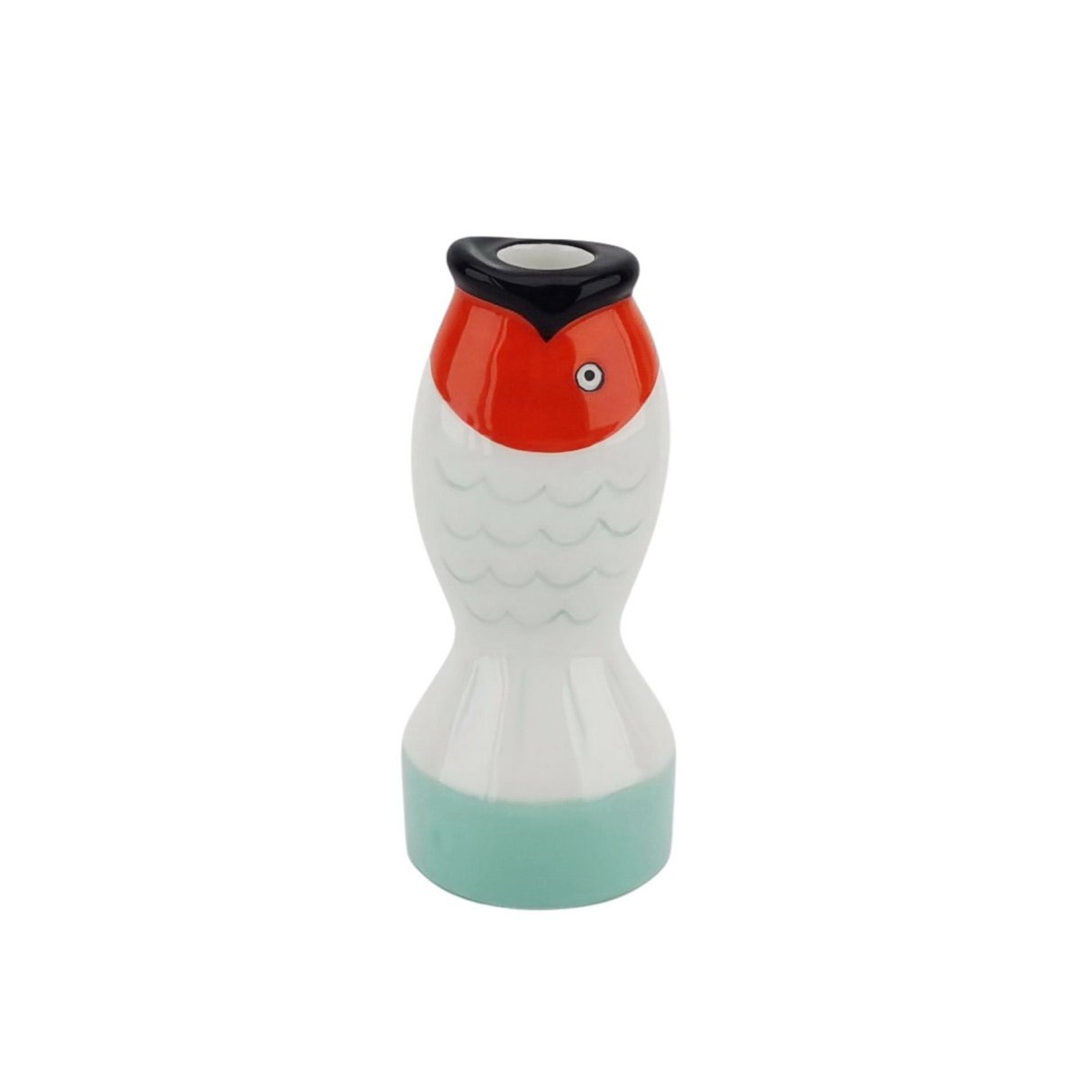 Kandelaar vis mint wit oranje 7x7x16,5 cm