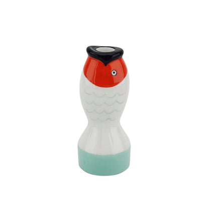 Kandelaar vis mint wit oranje 7x7x16,5 cm