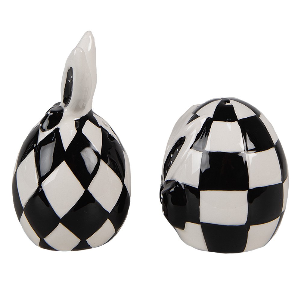 Peper en zoutstel 2 stuks Ø 5x9/5x7 cm keramiek zwart wit