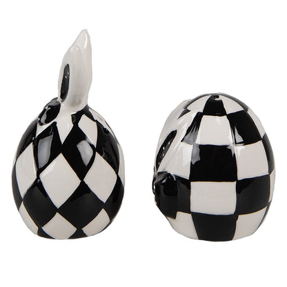 Peper en zoutstel 2 stuks Ø 5x9/5x7 cm keramiek zwart wit
