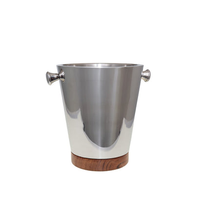 Champagnekoeler hout zilver 20.5x20.5x24.5 cm