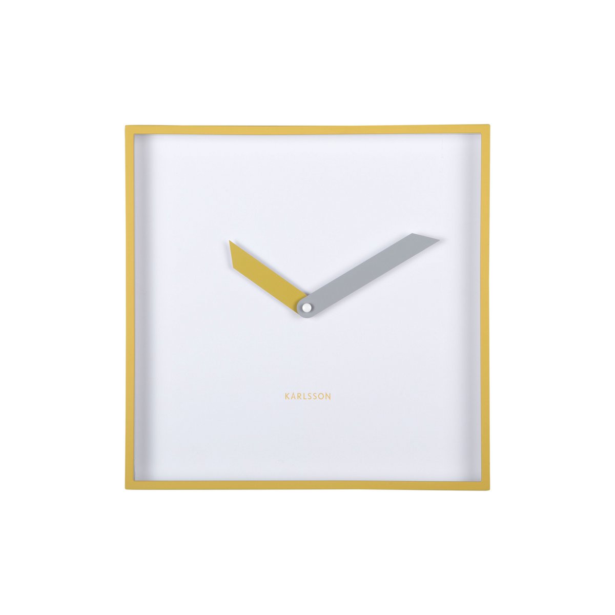 Wandklok vierkant 28 cm geel kunststof