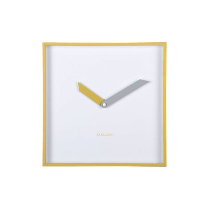 Wandklok vierkant 28 cm geel kunststof