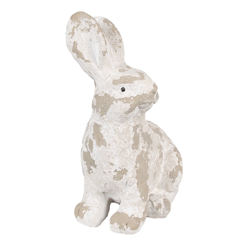 Decoratie beeld konijn 25x19x39 cm wit beige magnesium